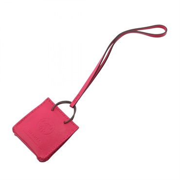 HERMES Sac Orange bag charm Agneau milo leather Pink Rose mexico Used Women Y