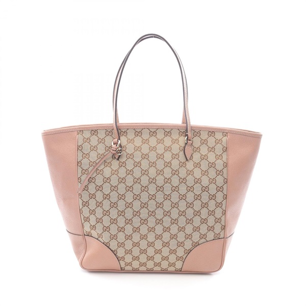 GUCCI Bree Guccissima Tote Bag 323671 canvas leather Beige Pink Used Women