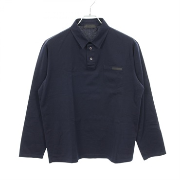 PRADA Polo shirt long sleeves #L UJL878 cotton Navy Used mens