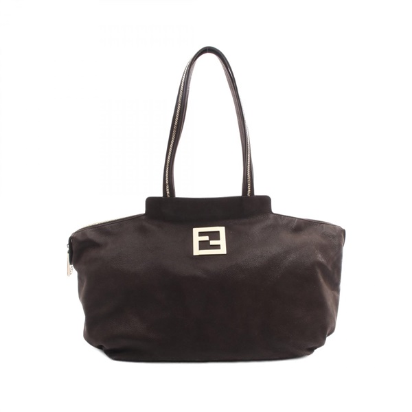 FENDI Lampo Tote shoulder Bag 8BR636 leather Brown Used Women