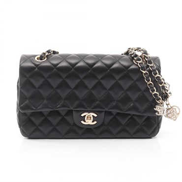 CHANEL Matelasse icon chain Shoulder Bag Lambskin leather Black Used GHW