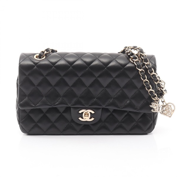CHANEL Matelasse icon chain Shoulder Bag Lambskin leather Black Used GHW