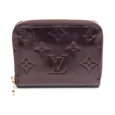 LOUIS VUITTON Zip around Coin purse M93607 Vernis leather Amarrant Used Women LV