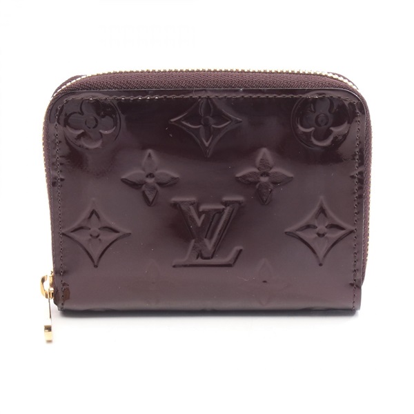 LOUIS VUITTON Zip around Coin purse M93607 Vernis leather Amarrant Used Women LV
