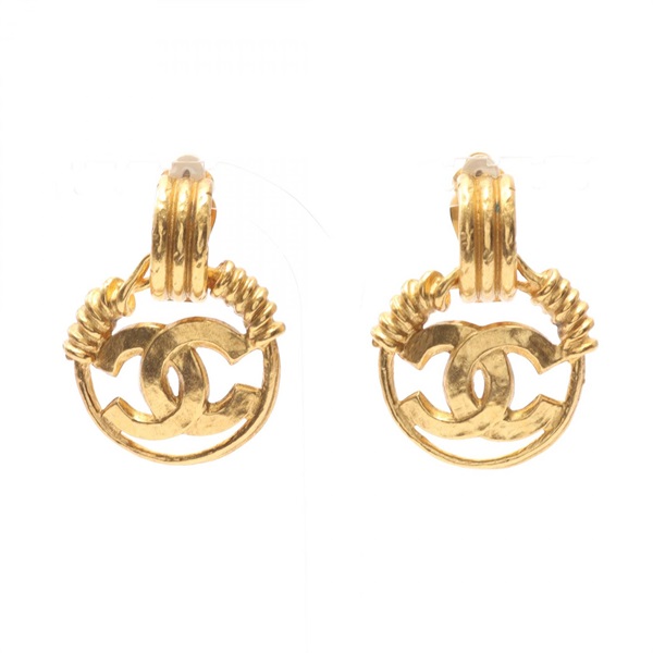 CHANEL COCO Mark Earring Gold Plated Used women CC