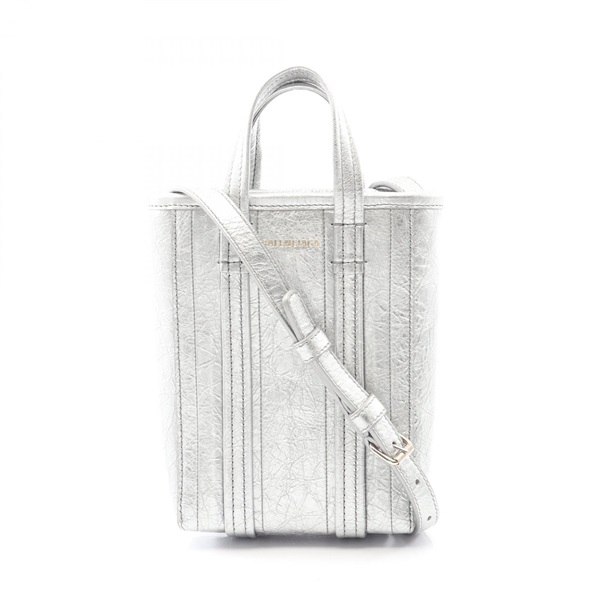 BALENCIAGA Barb Phone Holder Hand Shoulder Bag 693793 leather Silver Used Women