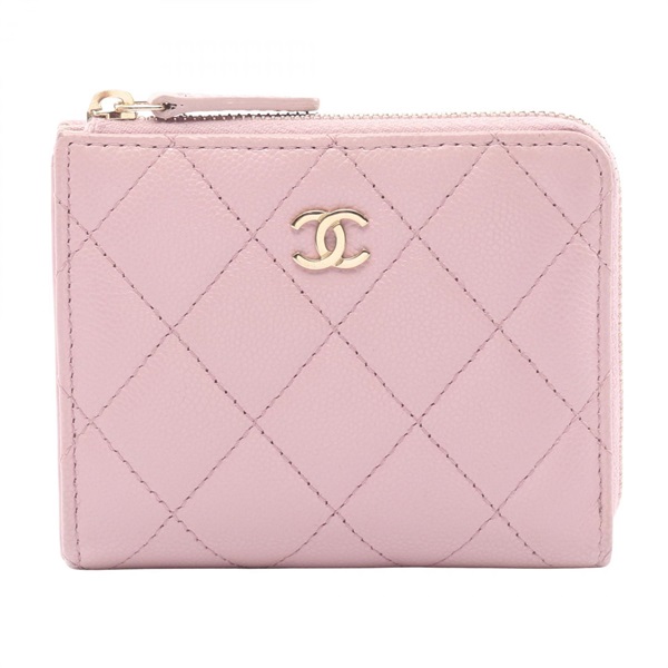 CHANEL Matelasse Around zip wallet purse Purse AP3999 leather Pink GHW Used CC