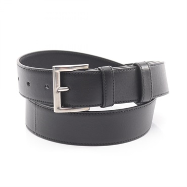PRADA Belt ceinture leather metal Black SHW Used mens