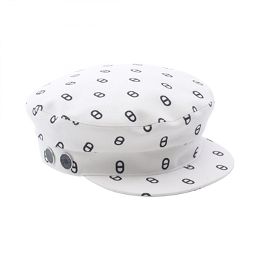 HERMES Chaine d'ancre Casquette Hat Cap cotton White Navy Women