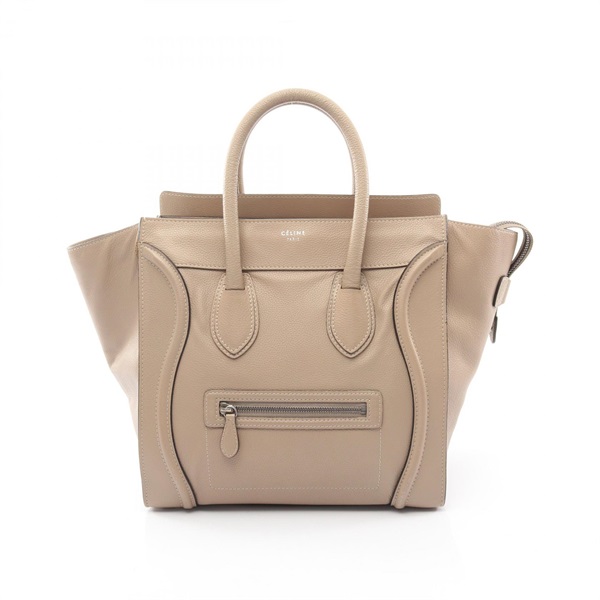 CELINE Luggage mini shopper Tote Handbag 165213 leather Beige Used Women