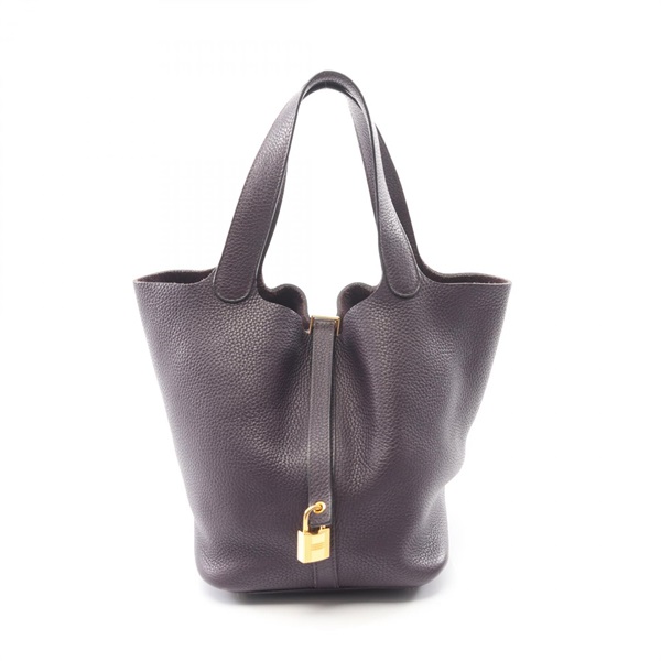 HERMES Picotin Lock MM Tote Handbag Clemence leather Purple Raisin GHW Used D