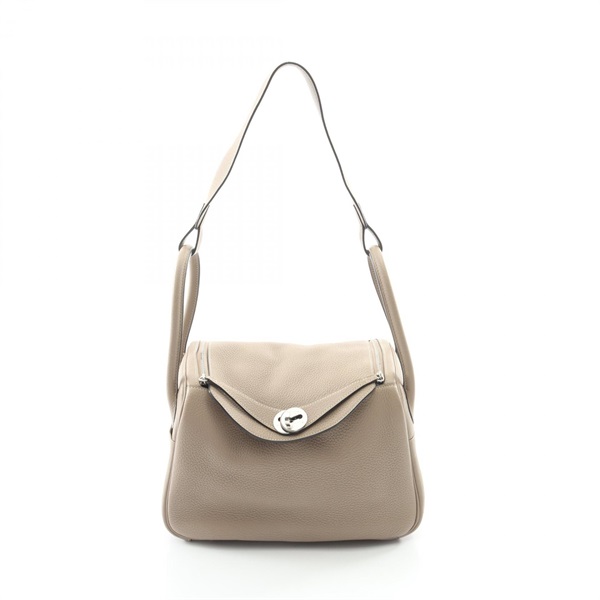 HERMES Lindy 26 Shoulder Handbag Clemence leather Gris tourterelle SHW Used M