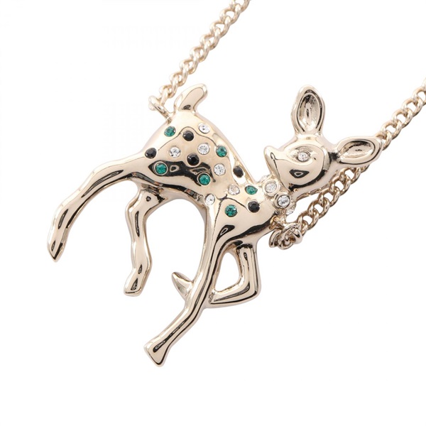 CHANEL Years Gift 2025 Bambi Necklace Gold Plated Artificial pearl rhinestone CC
