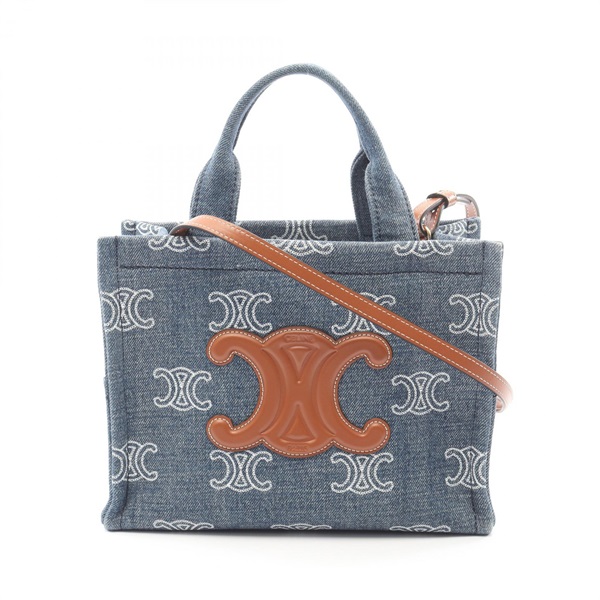 CELINE SMALL CABAS Small Thais Tote Shoulder Handbag 199162FED denim Used