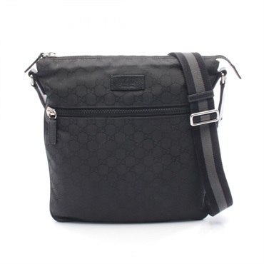 GUCCI GG pattern Shoulder Crossbody Bag 449185 leather Nylon canvas Black Used