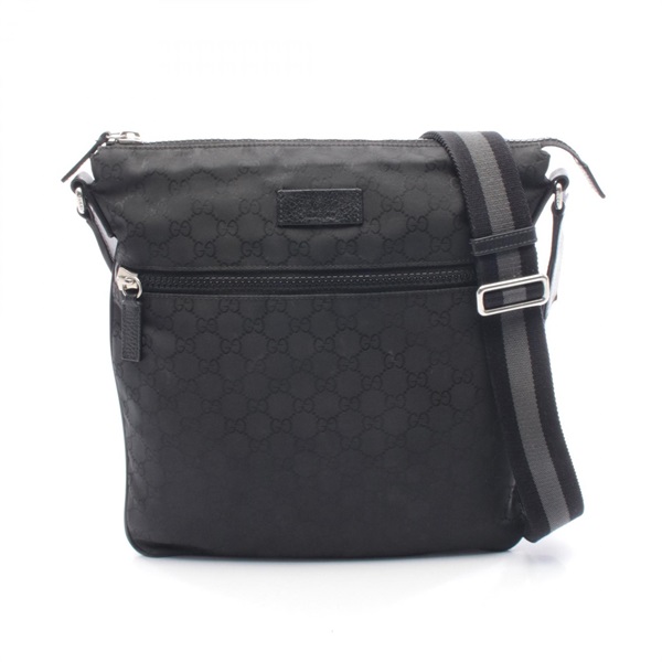 GUCCI GG pattern Shoulder Crossbody Bag 449185 leather Nylon canvas Black Used