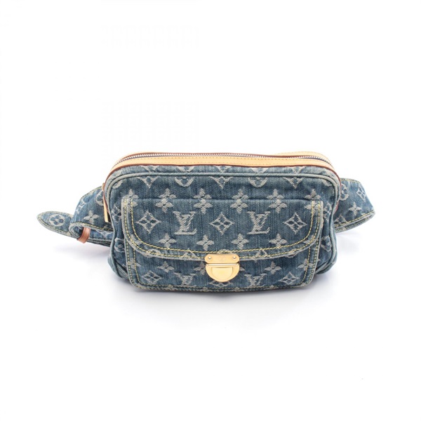 LOUIS VUITTON Bum Waist Belt Bag M95347 Monogram denim leather Blue Used Women