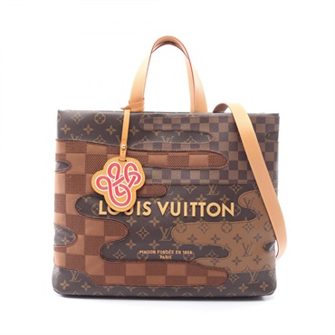 LOUIS VUITTON Shopper Tote MM shoulder Bag M15274 Monogram landscape leather LV