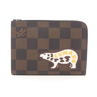 LOUIS VUITTON NIGO Pochette Jour Business Clutch Bag Pouch N60390 Damier Used LV