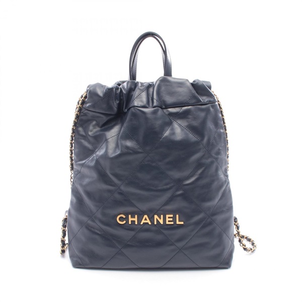 CHANEL Chanel 22 matelasse Rucksack Backpack AS3859 leather Navy Used Women GHW