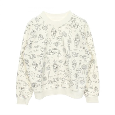 HERMES Ferronnerie Remix sweatshirt #34 6E4624DG cotton White Black Used Women