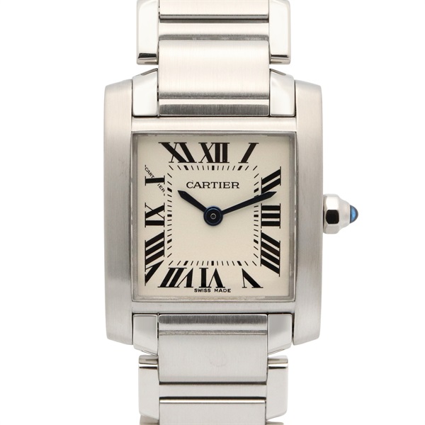 CARTIER Tank francaise SM Wrist Watch W51008Q3 Quartz Stainless Steel Used Women
