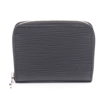 LOUIS VUITTON zip around Coin Purse Compact Wallet M60152 Epi leather Black Used