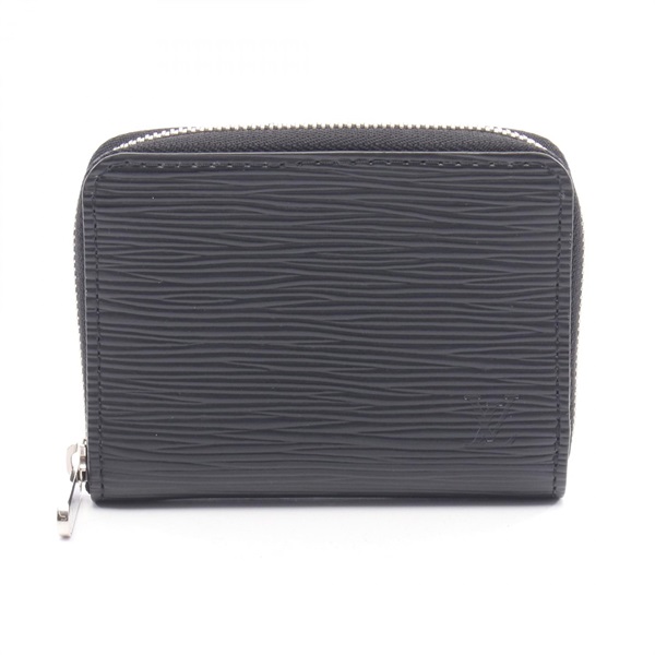 LOUIS VUITTON zip around Coin Purse Compact Wallet M60152 Epi leather Black Used