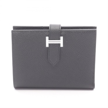 HERMES BEARN Compact Bi-fold wallet Epsom leather Black Used Women SHW K