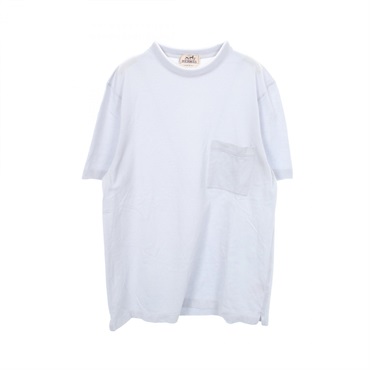 HERMES H embroidery pocket Short sleeve T-shirt cotton Blue Used mens size M