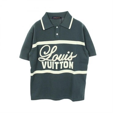 LOUIS VUITTON Vintage Cycling Polo shirt #L short sleeves cotton Green White