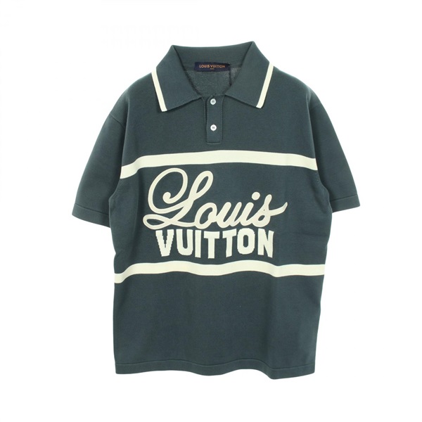 LOUIS VUITTON Vintage Cycling Polo shirt #L short sleeves cotton Green White