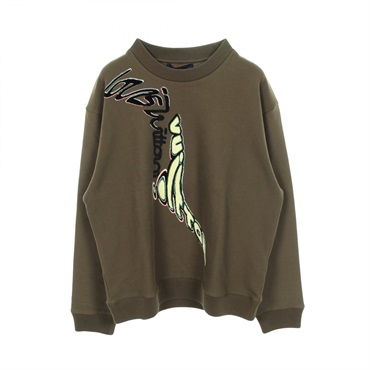 LOUIS VUITTON graphic logo sweatshirt #L cotton Khaki Used mens