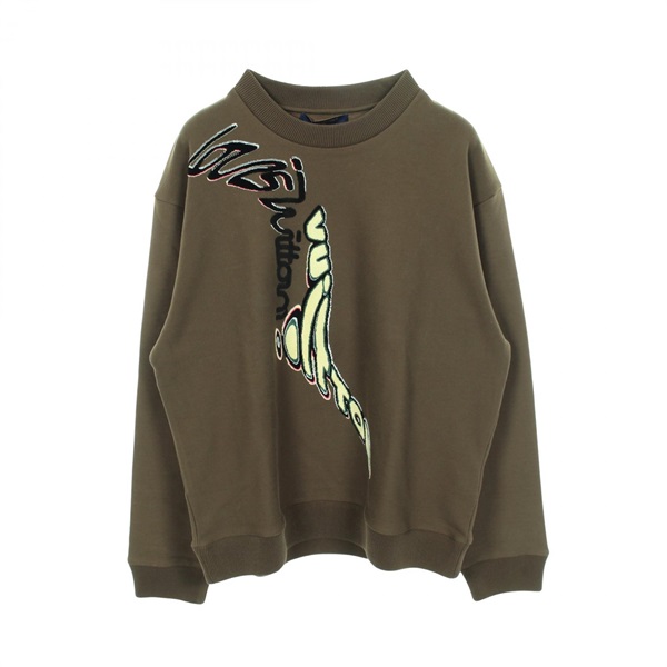 LOUIS VUITTON graphic logo sweatshirt #L cotton Khaki Used mens