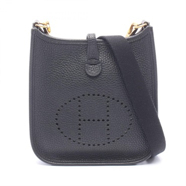 HERMES Evelyne TPM Shoulder crossbody Bag Clemence leather Black Used Y GHW