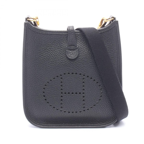 HERMES Evelyne TPM Shoulder crossbody Bag Clemence leather Black Used Y GHW