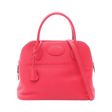 HERMES Bolide 31 Shoulder Handbag Clemence leather Pink Rose extreme SHW Used Z