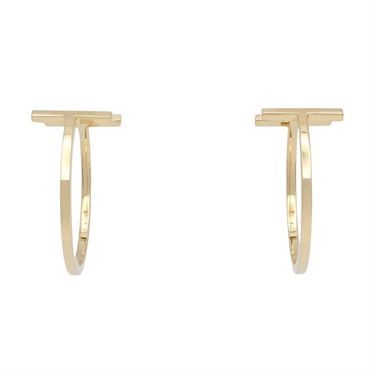 TIFFANY＆CO T wire hoop medium Pierced earrings 18K Yellow Gold Used