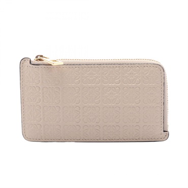 LOEWE Repeat Anagram Coin Card Holder Card Case coin purse leather Beige Used