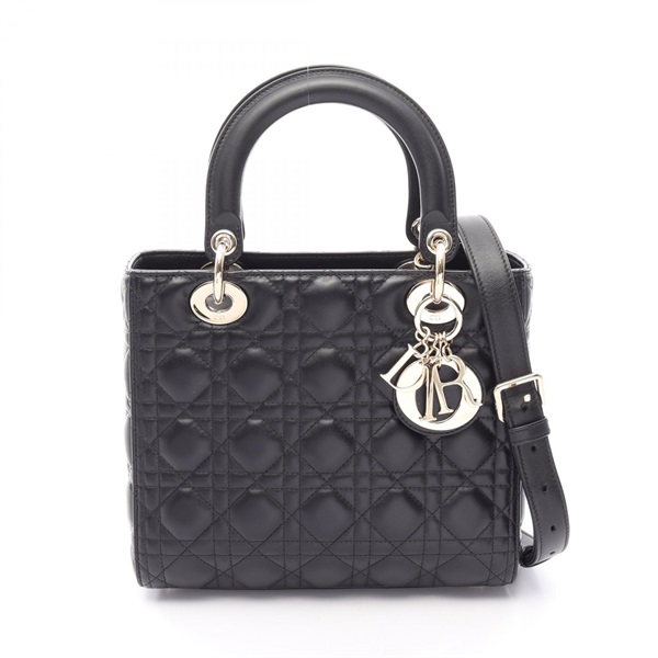 Christian Dior LADY DIOR Medium Cannage crossbody Handbag M0565ONG leather Black