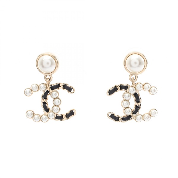 CHANEL B25K COCO Mark Pierced earrings Gold Plated Artificial pearl Used women