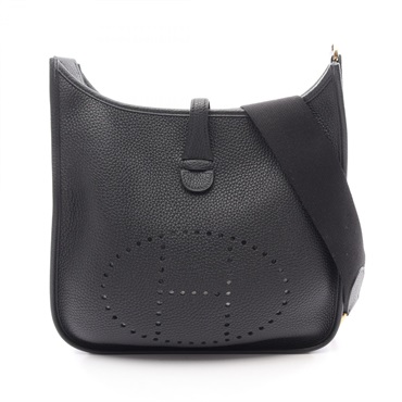HERMES Evelyne 3 Troyes PM Shoulder Bag Clemence leather Black Used Women U GHW