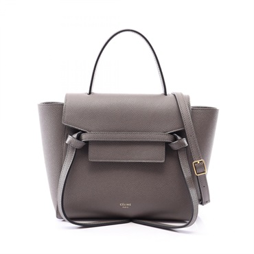 CELINE BELT NANO 2-way Shoulder Handbag 189003ZVA leather Gray Used Women