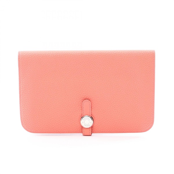 HERMES Dogon GM Bifold purse wallet X Taurillon Clemence Rose candy Used SHW
