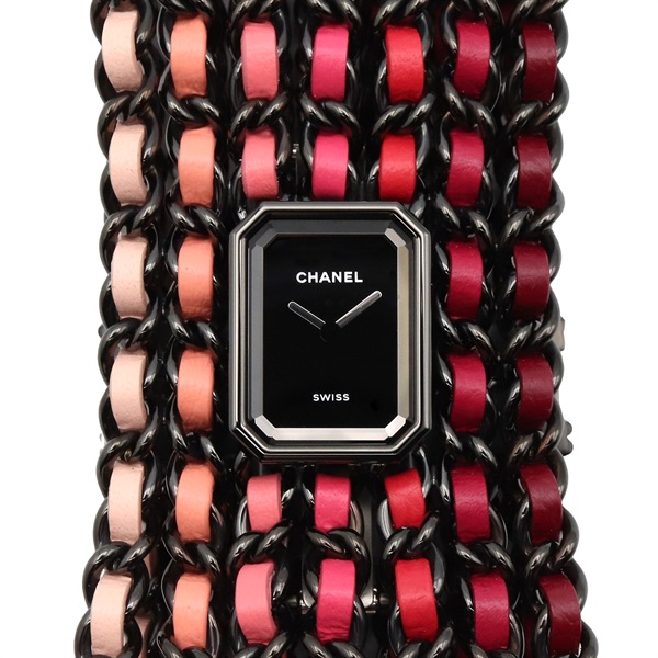 CHANEL Premiere Cuff BLUSH Wrist Watch H10329 Quartz SS leather Used Women