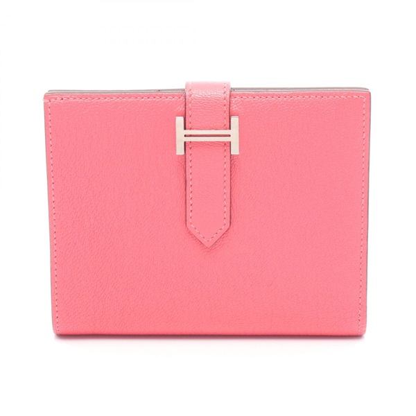 HERMES BEARN Compact Bi-fold wallet purse D Chevre Rose azalee Used Women SHW
