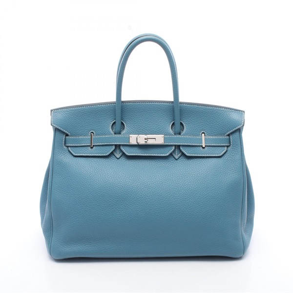 HERMES Birkin 35 Handbag J Togo leather Blue jean Used Women SHW