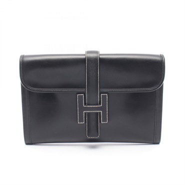 HERMES Jige PM business clutch second bag 001367CA Box calf leather Black Used