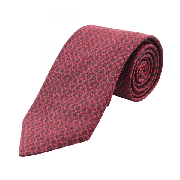 HERMES Silk twill Tie Silk Bordeaux Red Used mens
