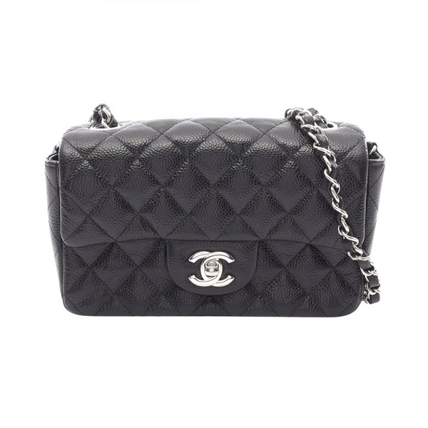 CHANEL Mini Matelasse 20 Chain Shoulder Bag Grained Calfskin leather Black Used